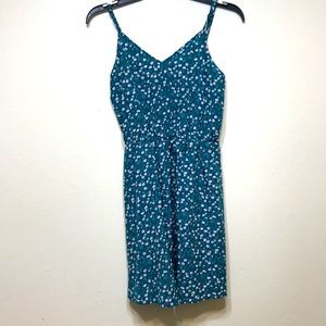 Teal Ditsy Floral Spaghetti Strap Dress